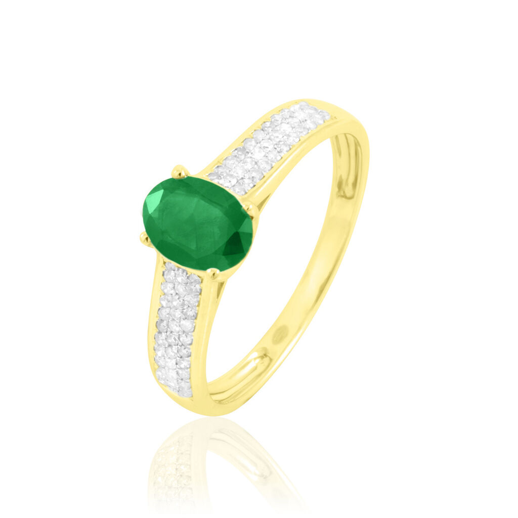 Bague Crista Or Jaune Emeraude Et Diamant - Spannringe Damen | OROVIVO