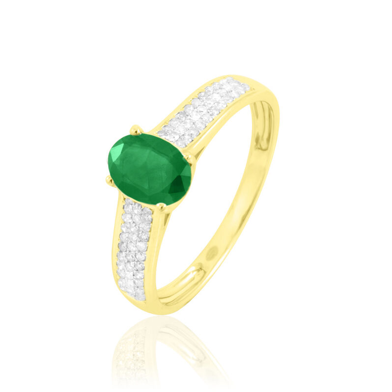 Bague Crista Or Jaune Emeraude Et Diamant - Spannringe Damen | OROVIVO