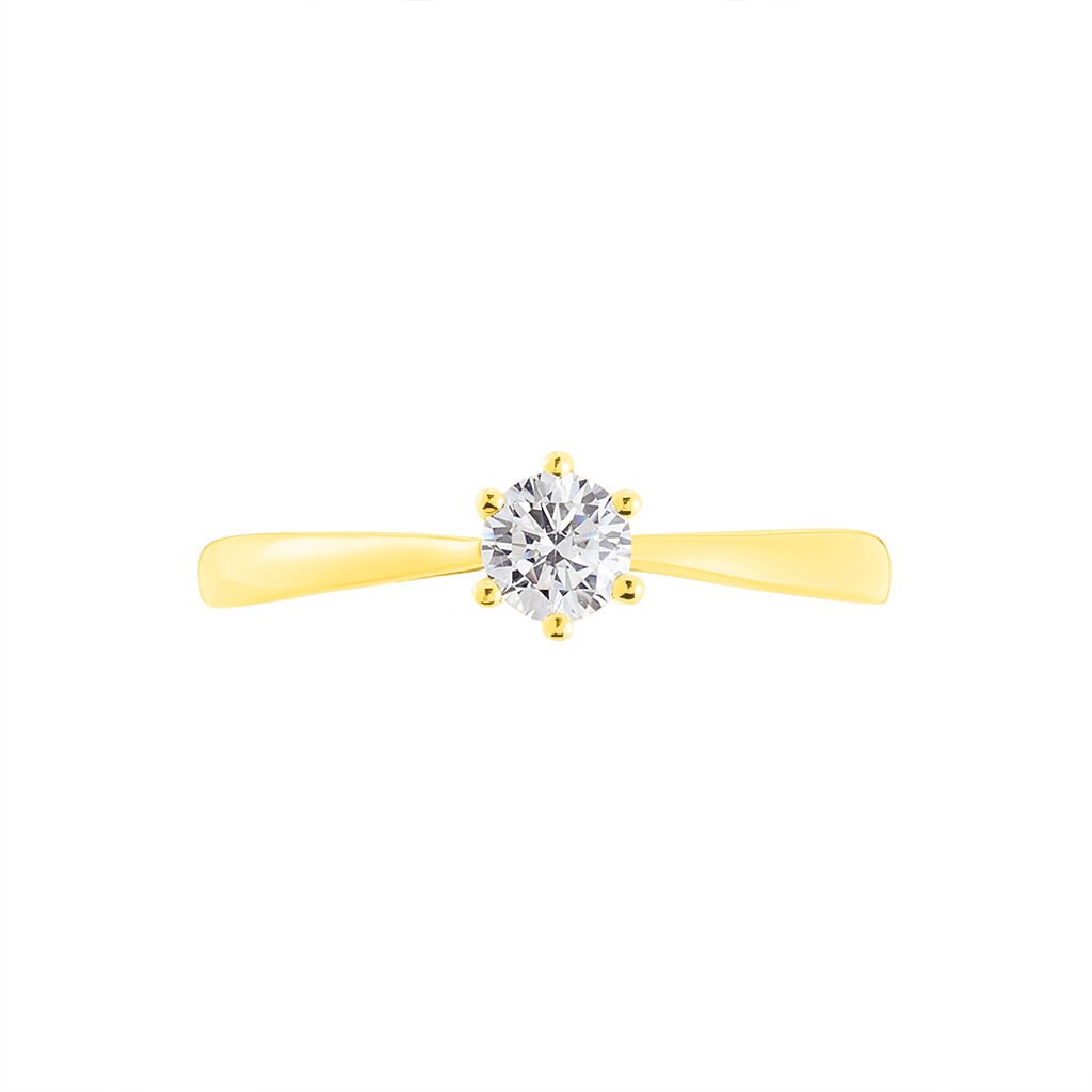 Damen Ring Gold 375 (9 Karat) Zirkonia Wei&szlig; 0,48 ct B 17 mm