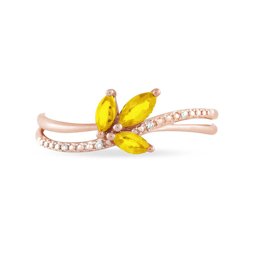 Bague Angie Or Rose Citrine Et Diamant - Spannringe Damen | OROVIVO