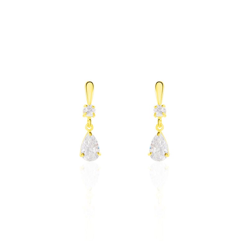 EUSEBE 2 Damen Ohrringe Lang Gold 375 (9 Karat) Zirkonia Wei&szlig; 2,65 ct Tropfen - Ohrringe mit Stein Damen | OROVIVO