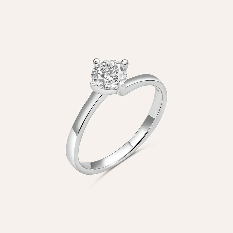 Anello Solitario Valentino Diamade Oro Bianco Diamante Lab-Grown - Spannringe Damen | OROVIVO