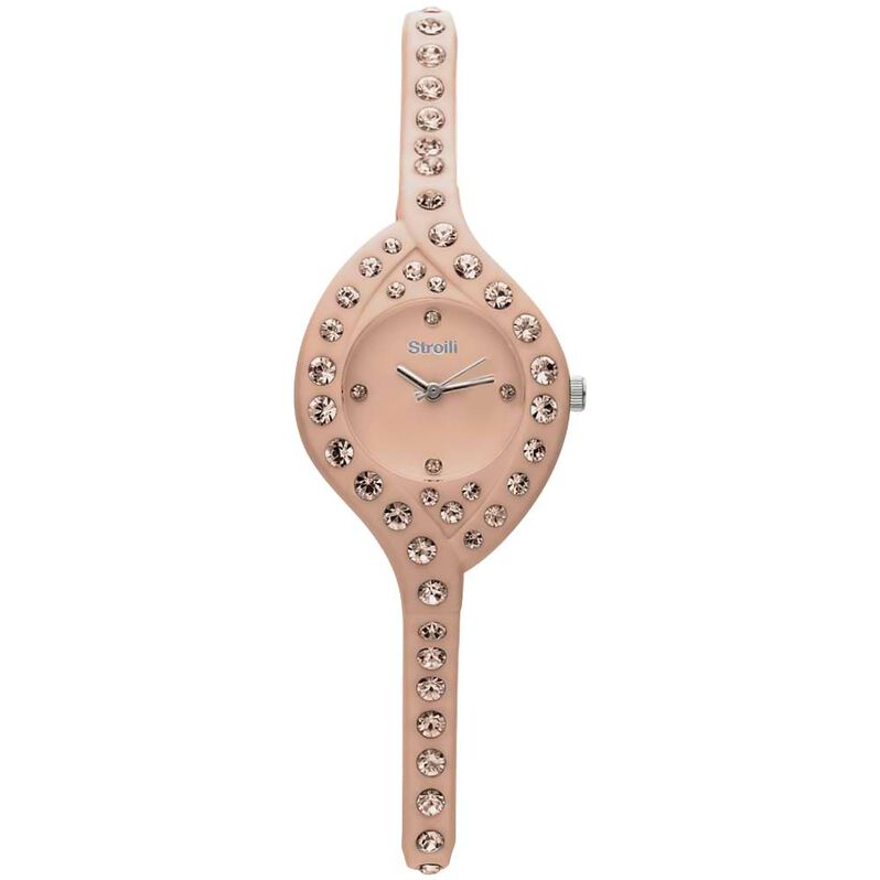 Orologio cinturino policarbonato rose gold con cristalli - Spannringe Damen | OROVIVO