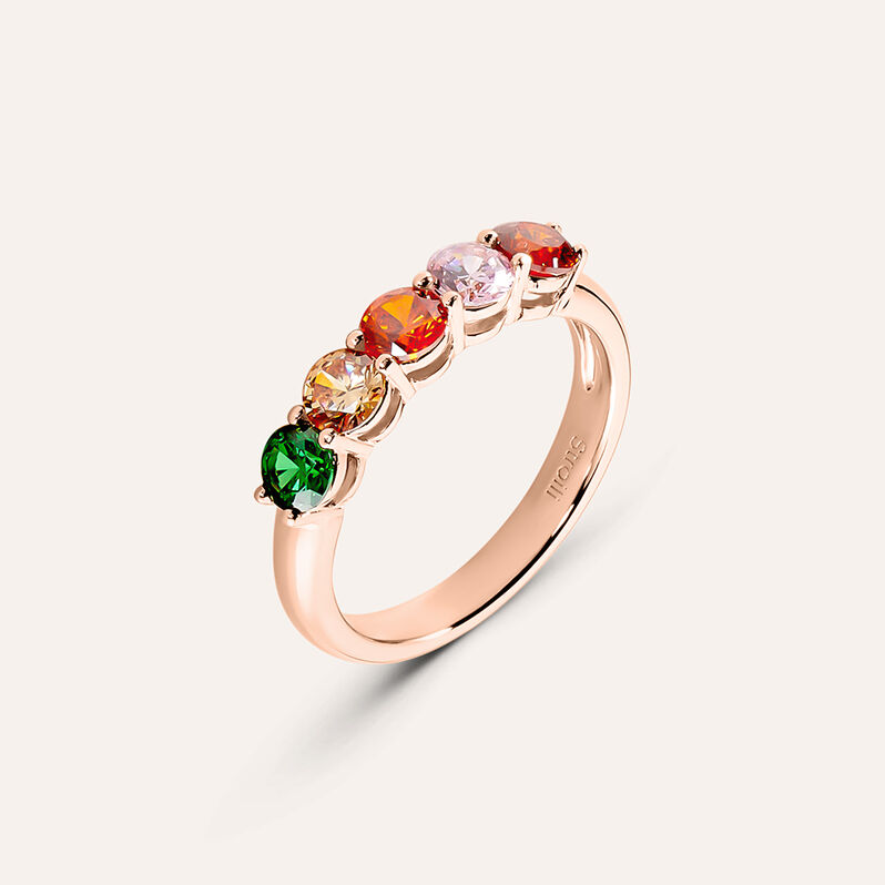 Anello Riviere Silver Rainbow Argento Rosa Cubic Zirconia - Spannringe Damen | OROVIVO