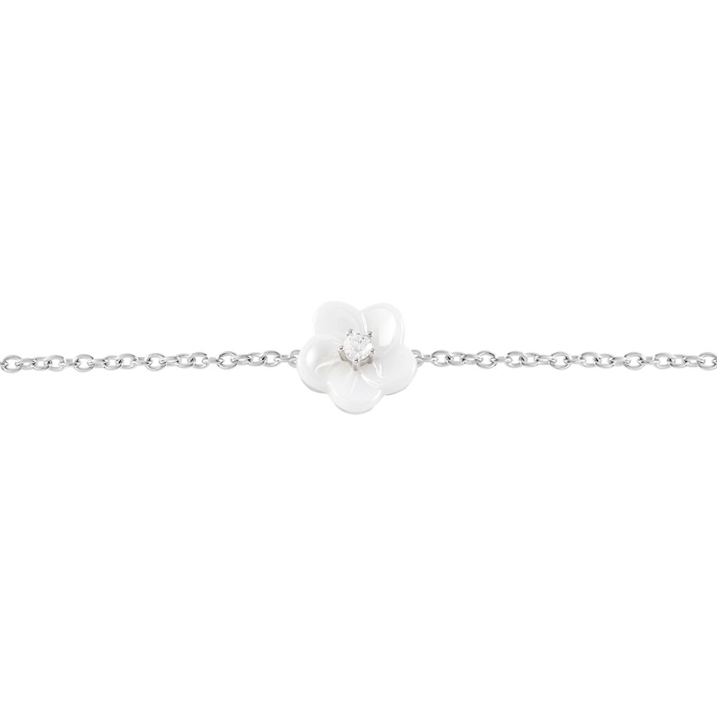 Bracelet Argent Rhodie Harione Fleur Ceramique - Spannringe Damen | OROVIVO