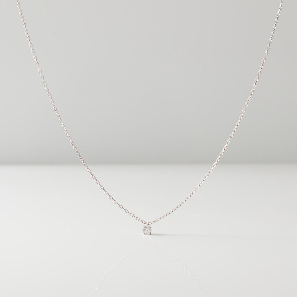 VICTORIA Damen Collier Wei&szlig;gold 585 (14 Karat) Diamant Wei&szlig; 0,060 ct