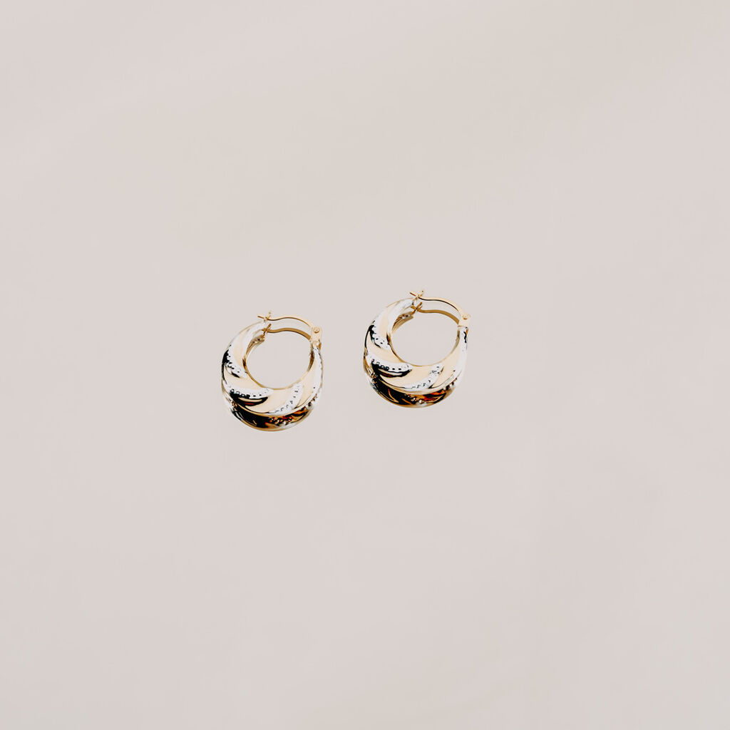 Damen Creolen Gold 585 Bicolor Facettiert - Creolen Damen | OROVIVO