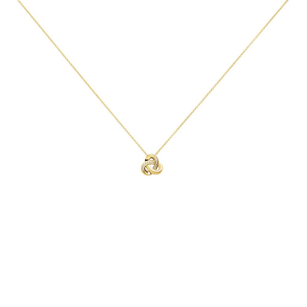 KNOT Damen Collier Gold 375 (9 Karat) Diamant Wei&szlig; 0,05 ct B 6 mm