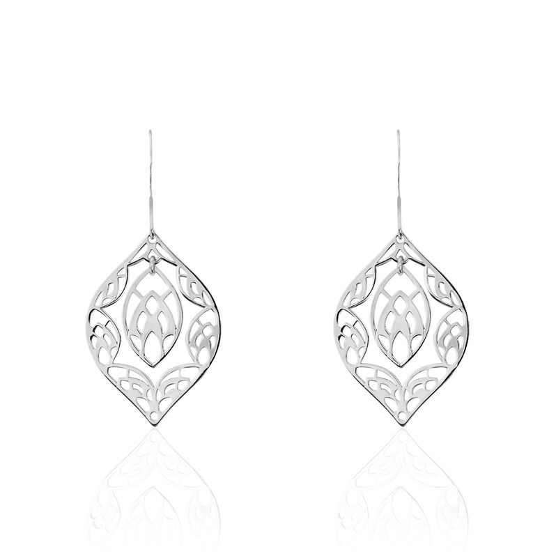 Boucles D'oreilles Pendantes Chezaf Argent Blanc - Spannringe Damen | OROVIVO