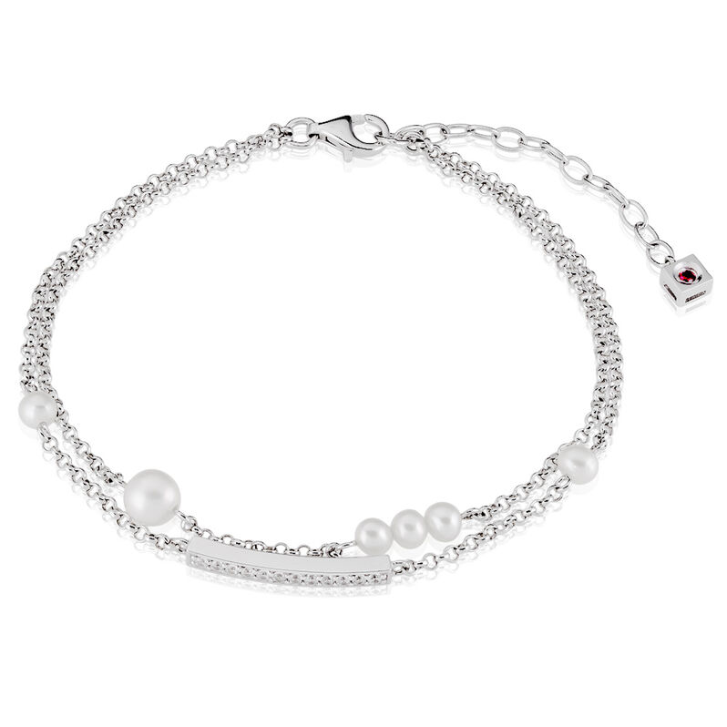 ARIELLE 2 Damen Armband Silber 925 Zirkonia Wei&szlig; 2,78 ct Barren - Armb&auml;nder mit Anh&auml;nger Damen | OROVIVO