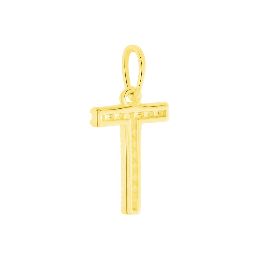 Anhänger Gold 375 Zirkonia Buchstabe T - Schmuckanhänger Familie | OROVIVO