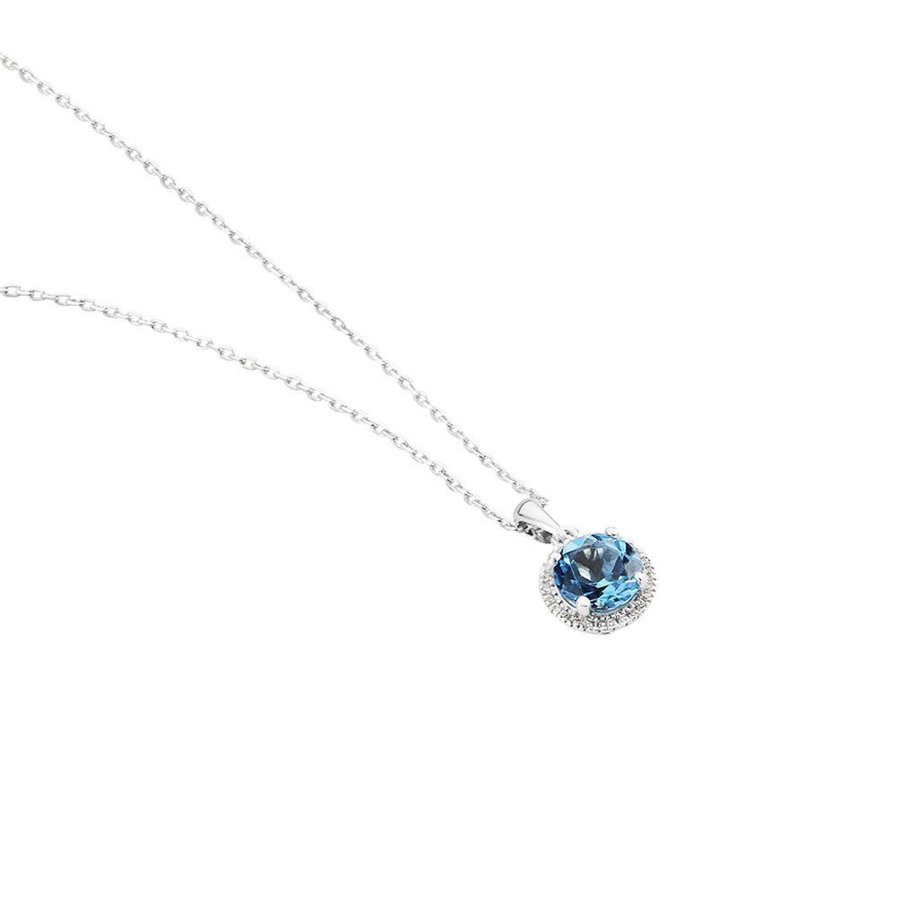 Damen Collier Weißgold 585 Topas Blau 1,09ct Feli 45cm - Halsketten Damen | OROVIVO