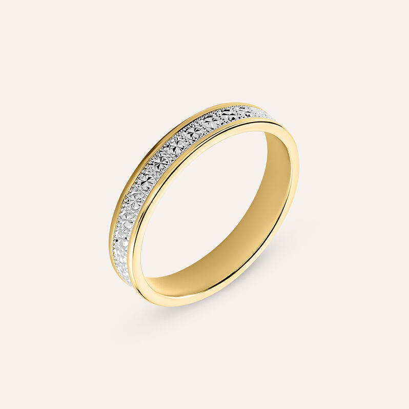 Fede Classica Diamantata 3.5 mm Oro Bicolore - Spannringe Damen | OROVIVO