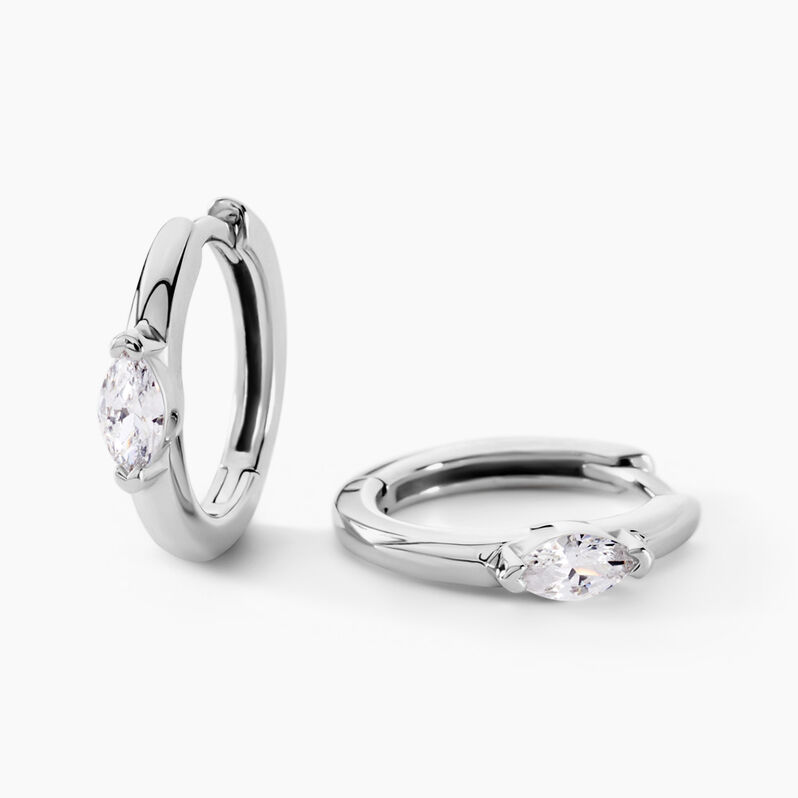 Créoles Ellinor Argent Weiss Oxyde De Zirconium - Spannringe Damen | OROVIVO