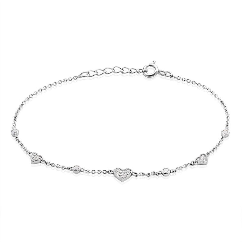 LUBOV Damen Armband Silber 925 Zirkonia Wei&szlig; 0,28 ct Herz B 2,5 mm - Armb&auml;nder mit Anh&auml;nger Damen | OROVIVO