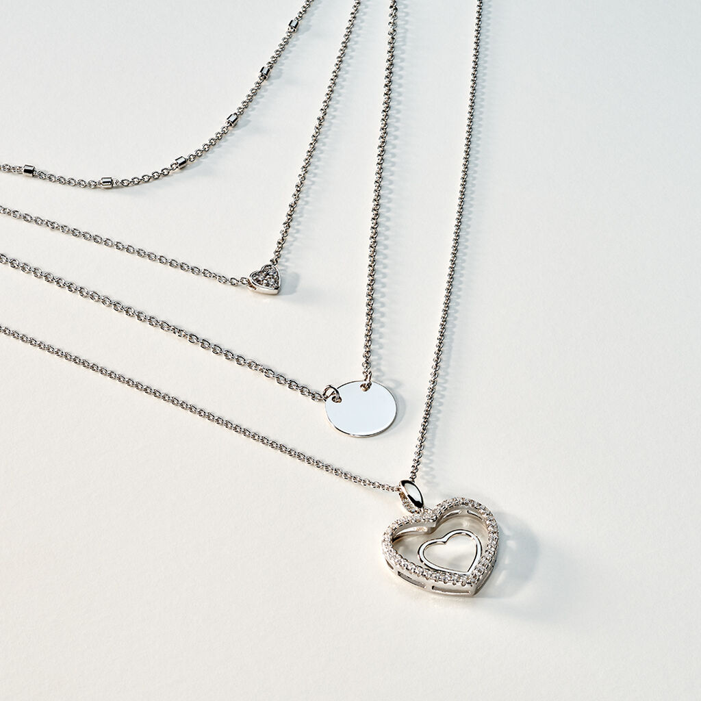 ALYSSIA HERZ 7 Damen Collier Silber 925 Zirkonia Wei&szlig; Herz