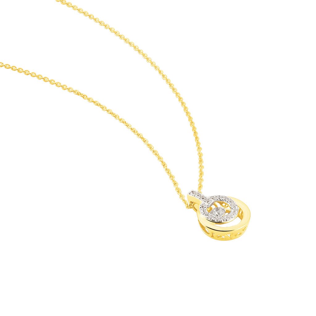 Damen Collier Gold 375 (9 Karat) Zirkonia Wei&szlig; 0,31 ct Kreis