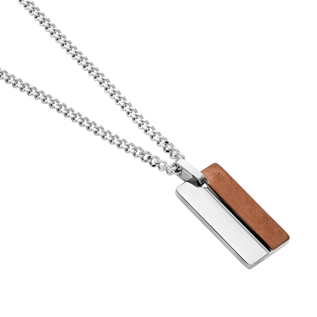 DANIEL Herren Collier Edelstahl Dunkelbraun Rechteckig, Collier ohne Stein