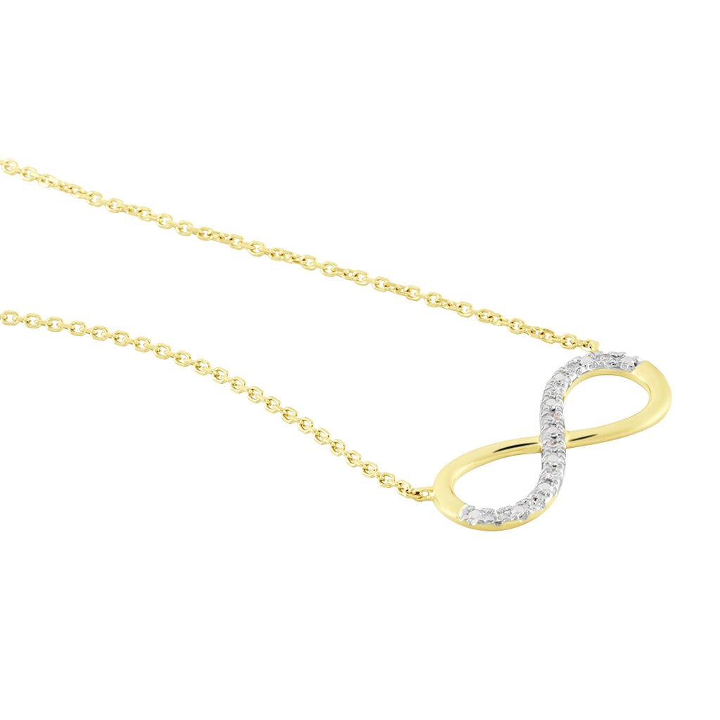 Damen Collier Gold Bicolor Gelb/Silber 375 Diamant 0,03ct Infinity Nuovo - Halsketten Damen | OROVIVO