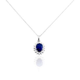 Damen Halskette Silber 925 blauer Stein Zirkonia - Ketten mit Anhänger Damen | OROVIVO