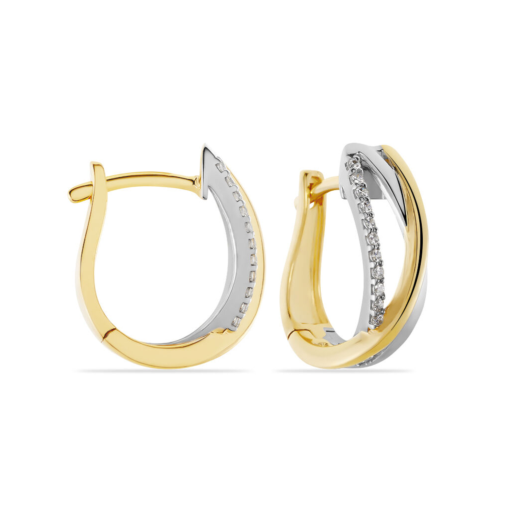 Damen Creolen Gold 375 Bicolor Zirkonia rhodiniert - Creolen Damen | OROVIVO