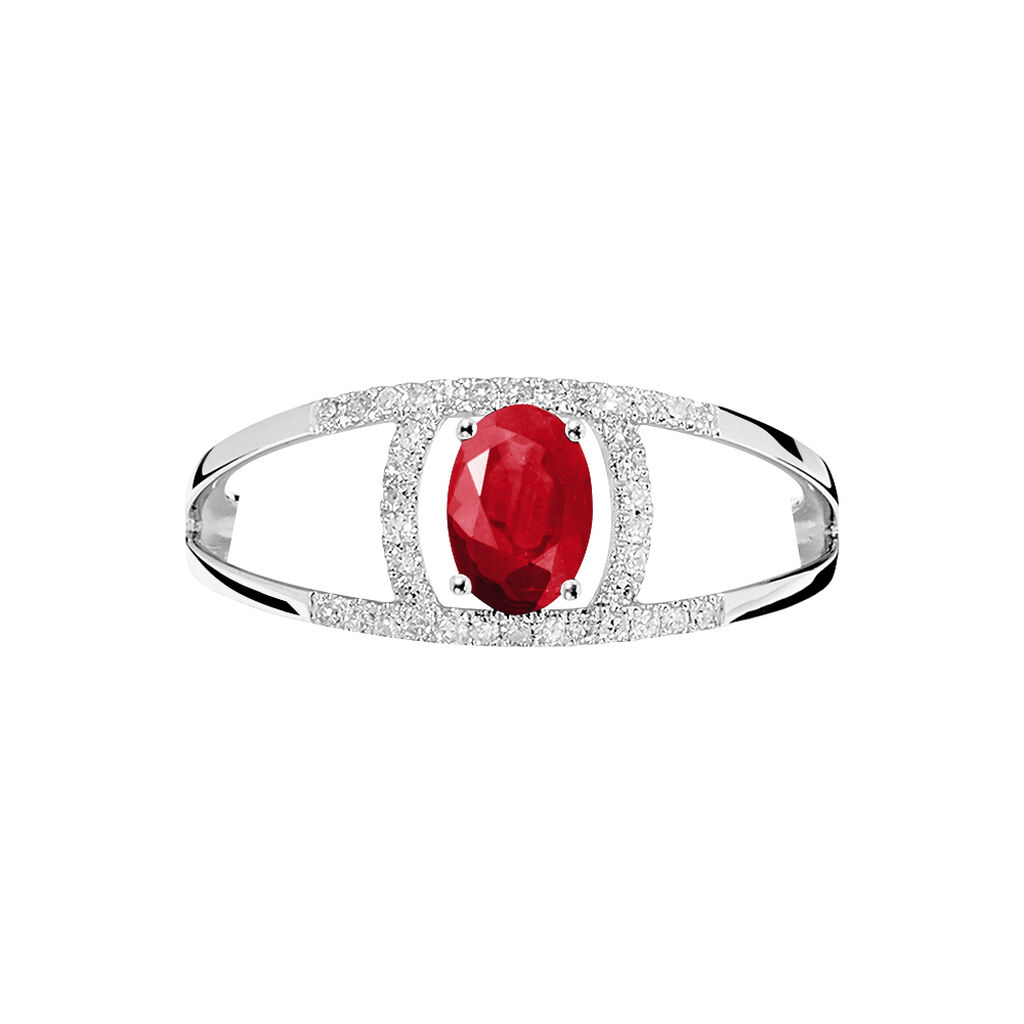 Bague Agathe Or Blanc Rubis Et Diamant - Spannringe Damen | OROVIVO
