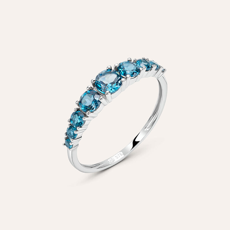 Anello Riviere Amélie Oro Bianco Topazio - Spannringe Damen | OROVIVO