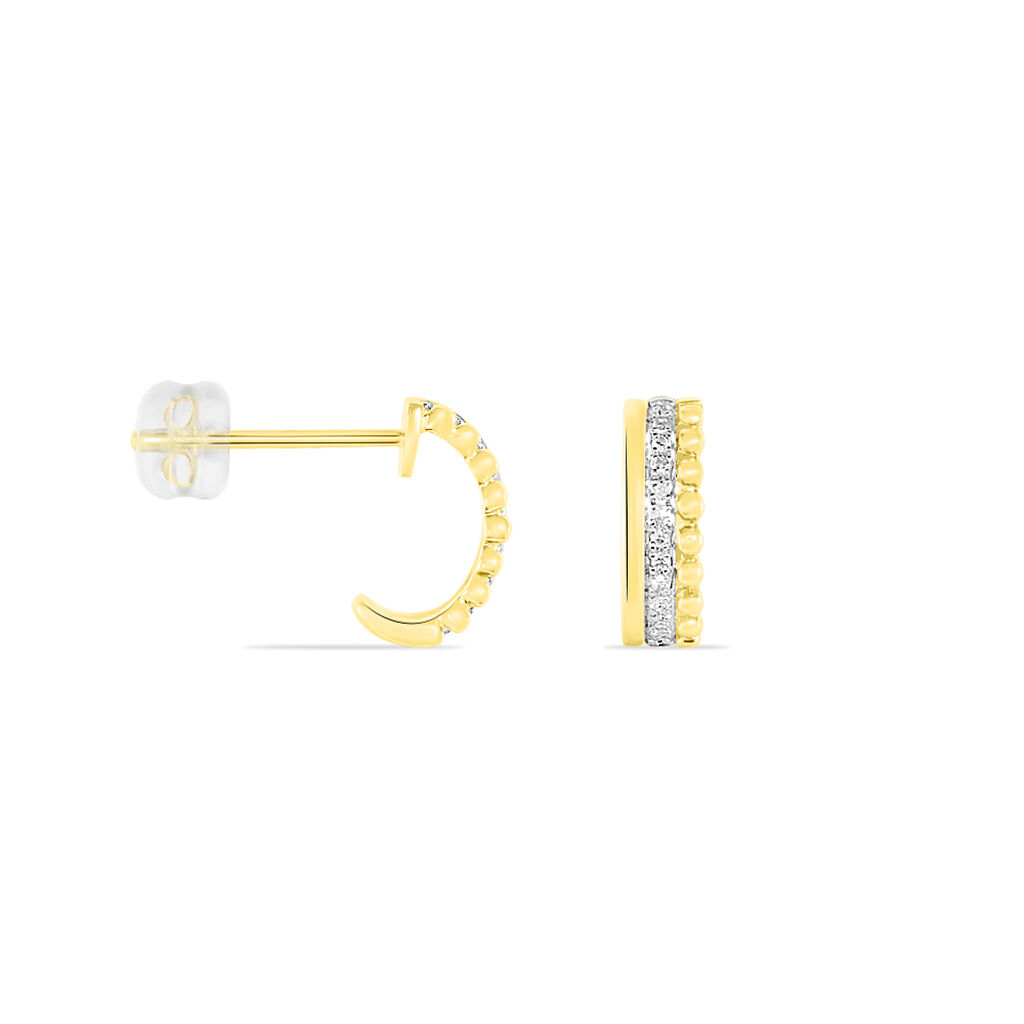 Boucles D'oreilles Or Jaune Marcianne Puces Triple Rang - Spannringe Damen | OROVIVO