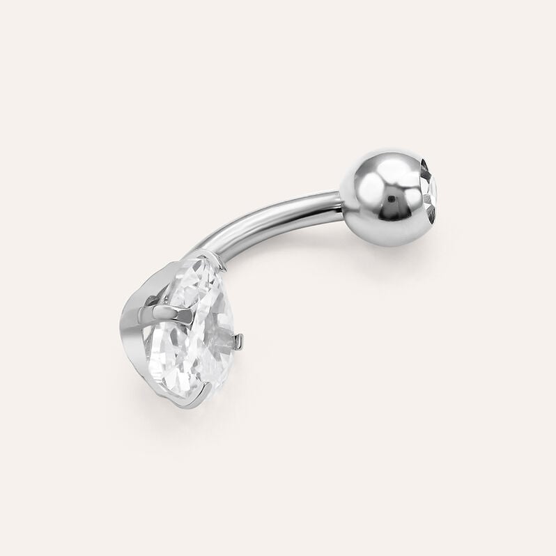 Piercing Ombelico Punto Luce Moonlight Titanio Bianco Cubic Zirconia - Spannringe Damen | OROVIVO