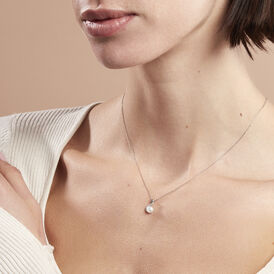 Damen Halskette Weißgold 375 Zuchtperle Zirkonia - Ketten mit Anhänger Damen | OROVIVO