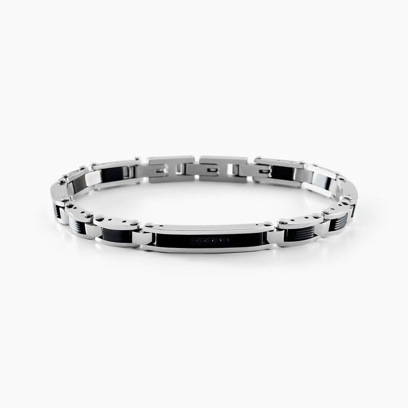 Bracelet Dax Acier Bicolore Oxyde De Zirconium - Spannringe Herren | OROVIVO
