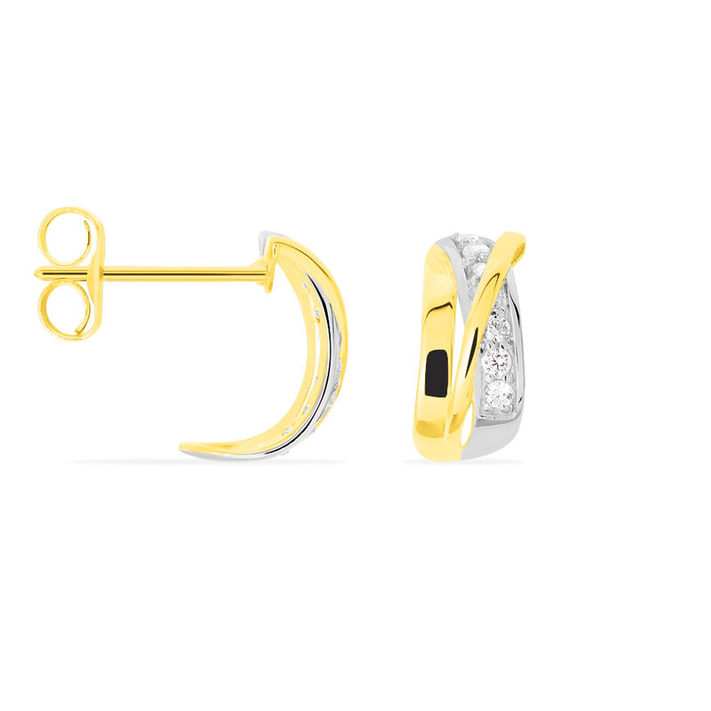 Damen Steckcreolen Gold 375 Bicolor Zirkonia - Creolen Damen | OROVIVO