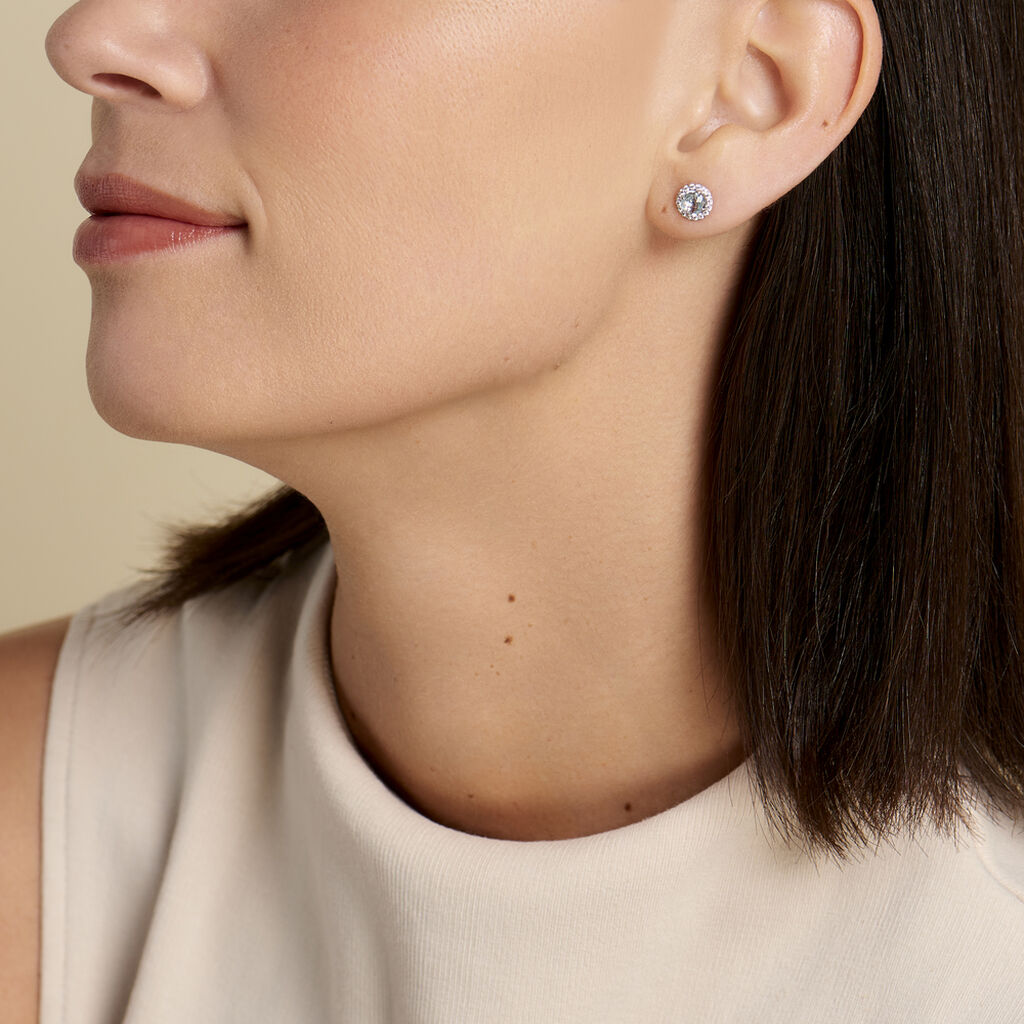 Damen Ohrstecker Weißgold 375 Blauer Topas 8mm - Ohrstecker Damen | OROVIVO