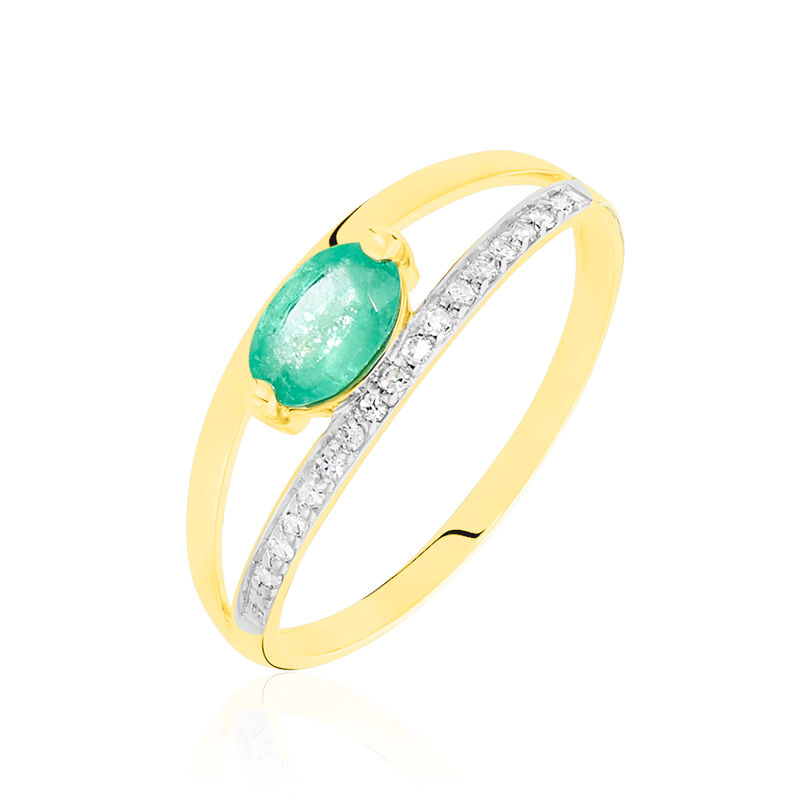 ALEXA Damen Ring Gold 375 (9 Karat) Smaragd Gr&uuml;n 0,43 ct - Solit&auml;rringe Damen | OROVIVO