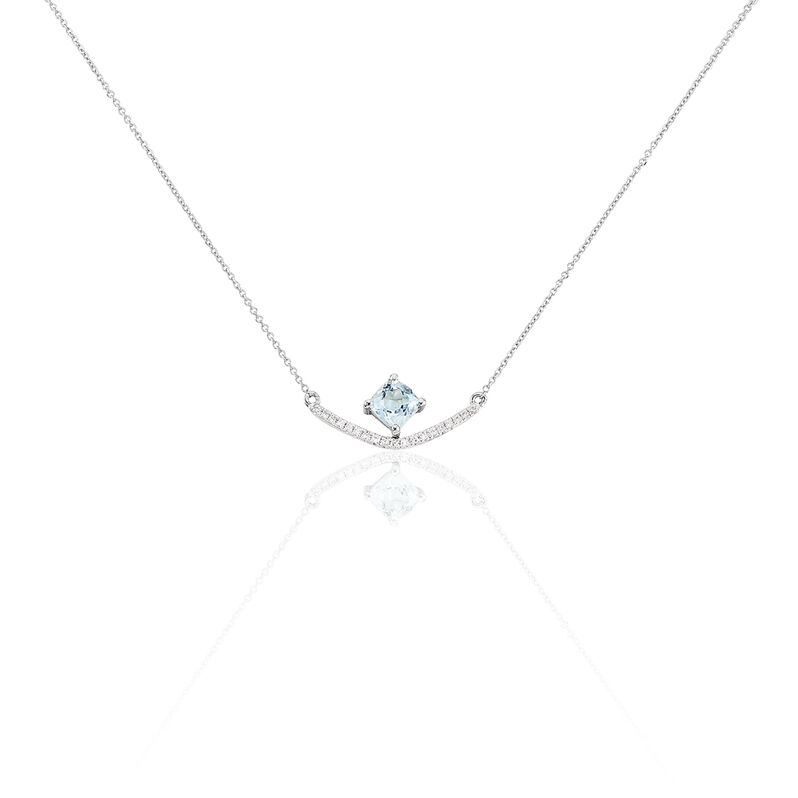 Collier Or Blanc Topaze Et Diamant - Spannringe Damen | OROVIVO
