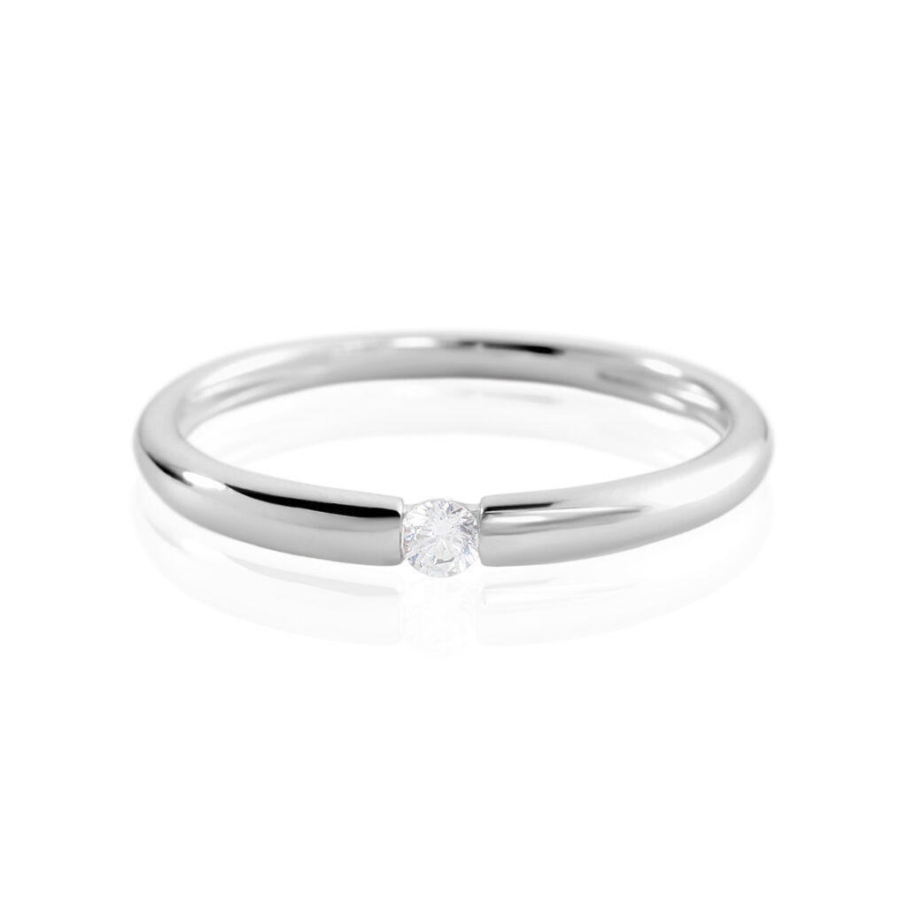 PHILA Damen Ring Weißgold 375 (9 Karat) Zirkonia Weiß 0,17 ct, Ring mit Stein