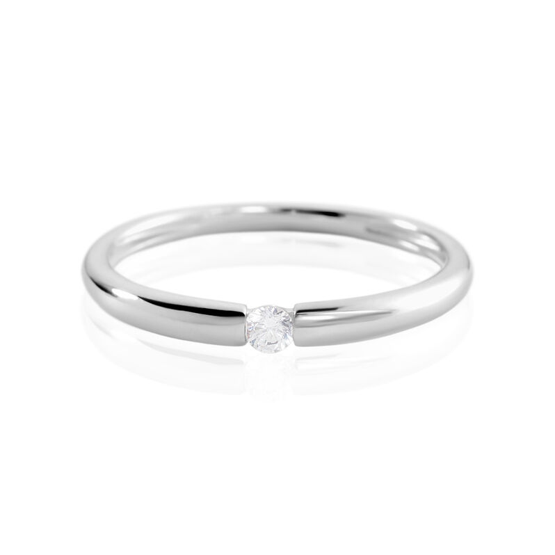 PHILA Damen Ring Wei&szlig;gold 375 (9 Karat) Zirkonia Wei&szlig; 0,17 ct - Ringe mit Stein Damen | OROVIVO