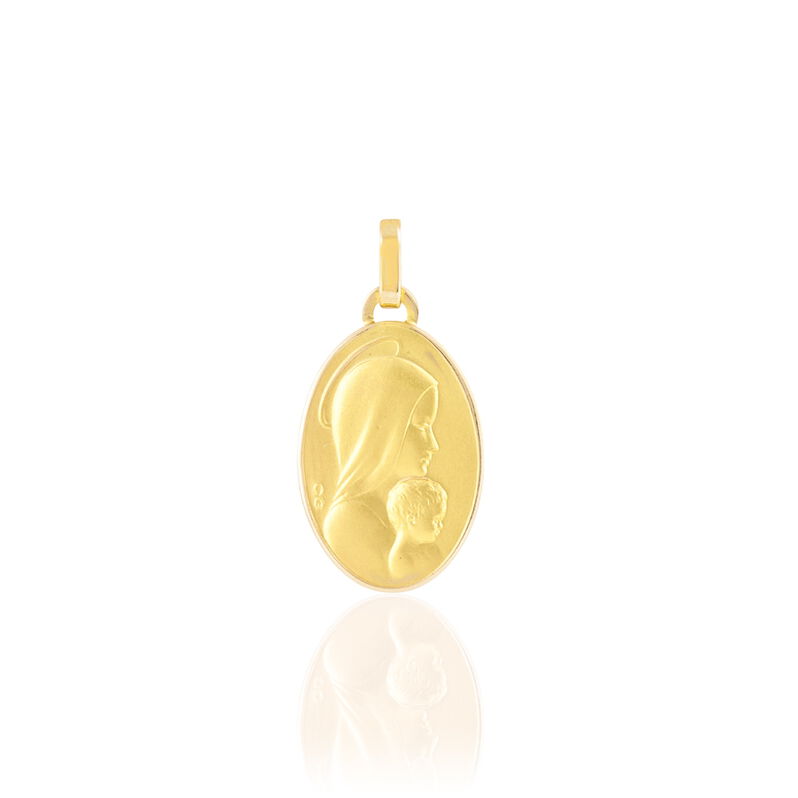 Pendentif Vierge A L'enfant Ovale Or Jaune - Spannringe Familie | OROVIVO