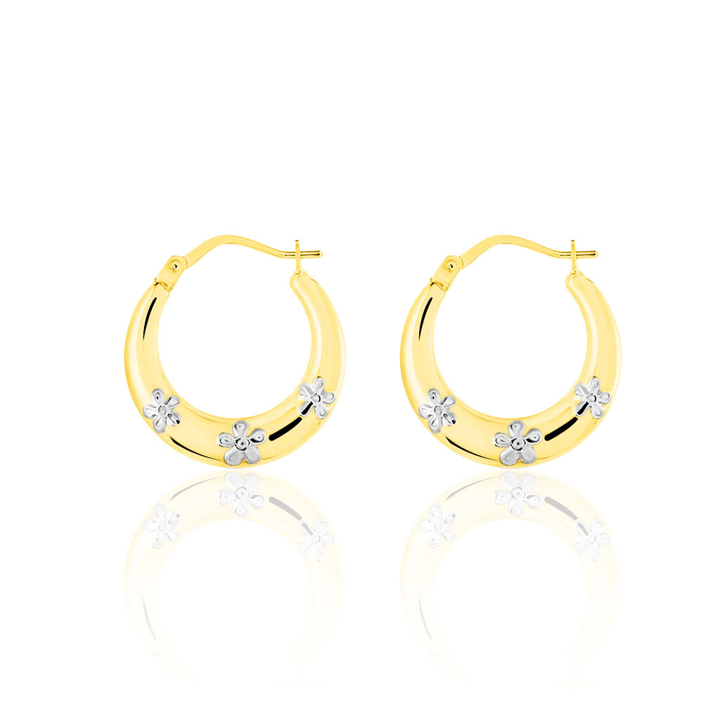 Damen Creolen Gold 375 Bicolor Blume - Creolen Damen | OROVIVO