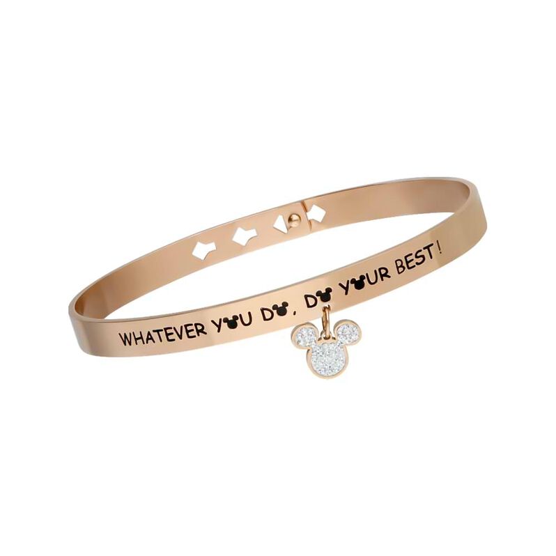 Bangle Lady Message Acciaio Rosato Disney e Cristalli - Spannringe Damen | OROVIVO