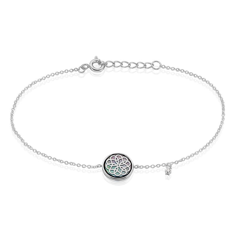 GRACY Damen Armband Silber 925 Zirkonia Wei&szlig; Rosette - Armb&auml;nder mit Anh&auml;nger Damen | OROVIVO