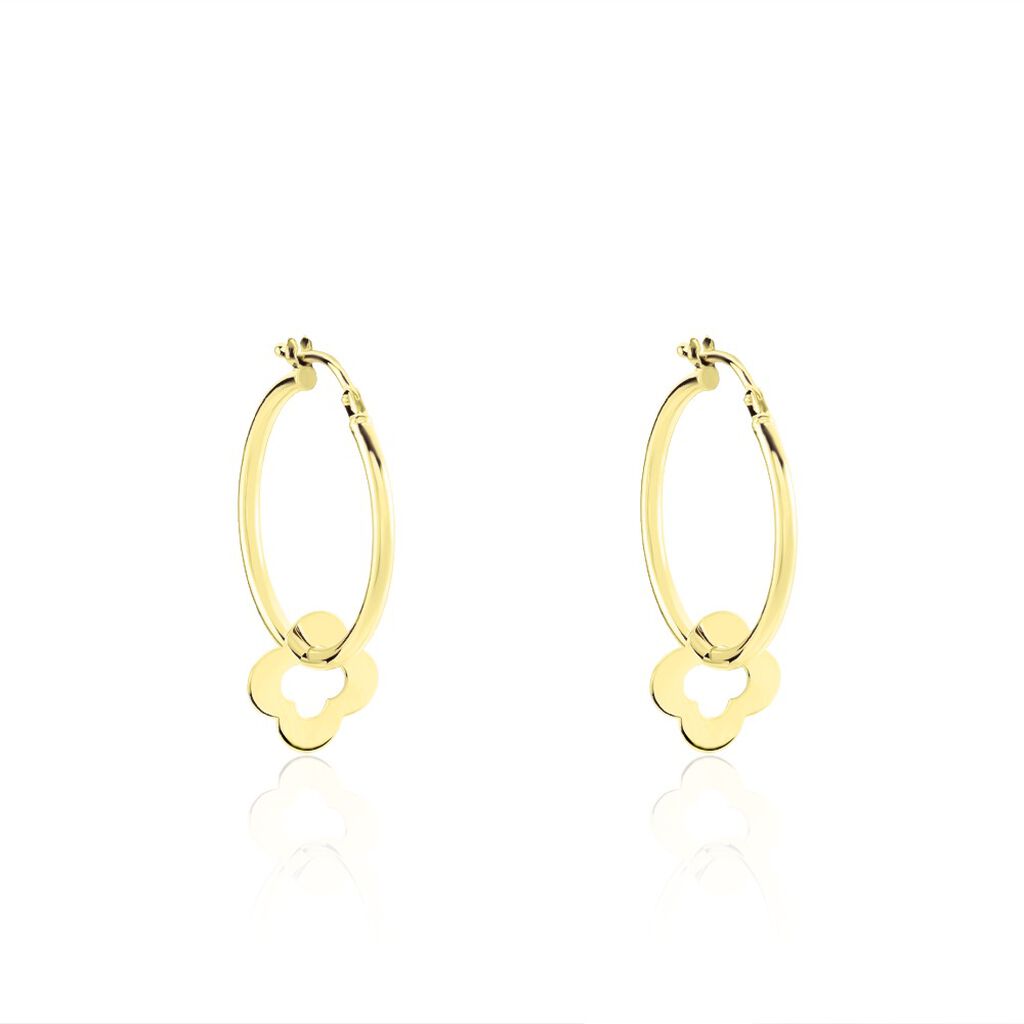 RINKA Damen Creolen Gold 375 (9 Karat) Talisman Kleeblatt B 2,5 mm