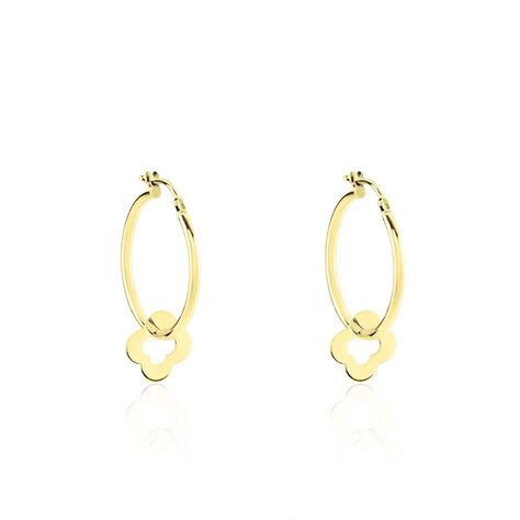 RINKA Damen Creolen Gold 375 (9 Karat) Talisman Kleeblatt B 2,5 mm - Creolen  | OROVIVO