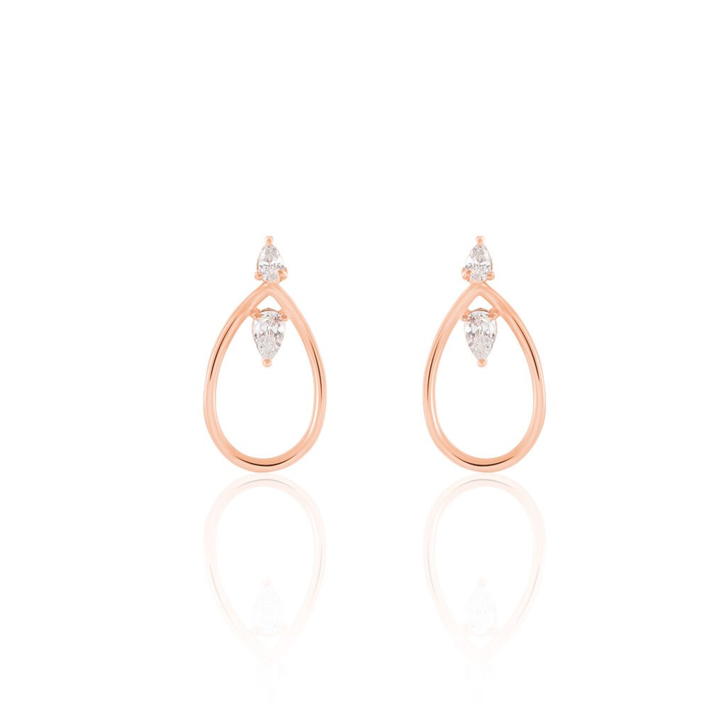 MARIE 2 Damen Ohrstecker Silber rosevergoldet 925 Zirkonia Weiß 0,08 ct Tropfen - Ohrstecker Damen | OROVIVO