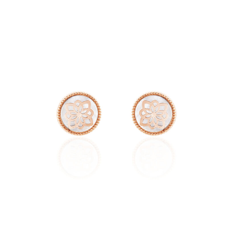 Boucles D'oreilles Puces Rosae Argent Rose Nacre - Spannringe Damen | OROVIVO