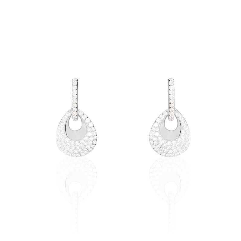 Boucles D'oreilles Pendantes Anaelle Argent Blanc Oxyde De Zirconium - Spannringe Damen | OROVIVO