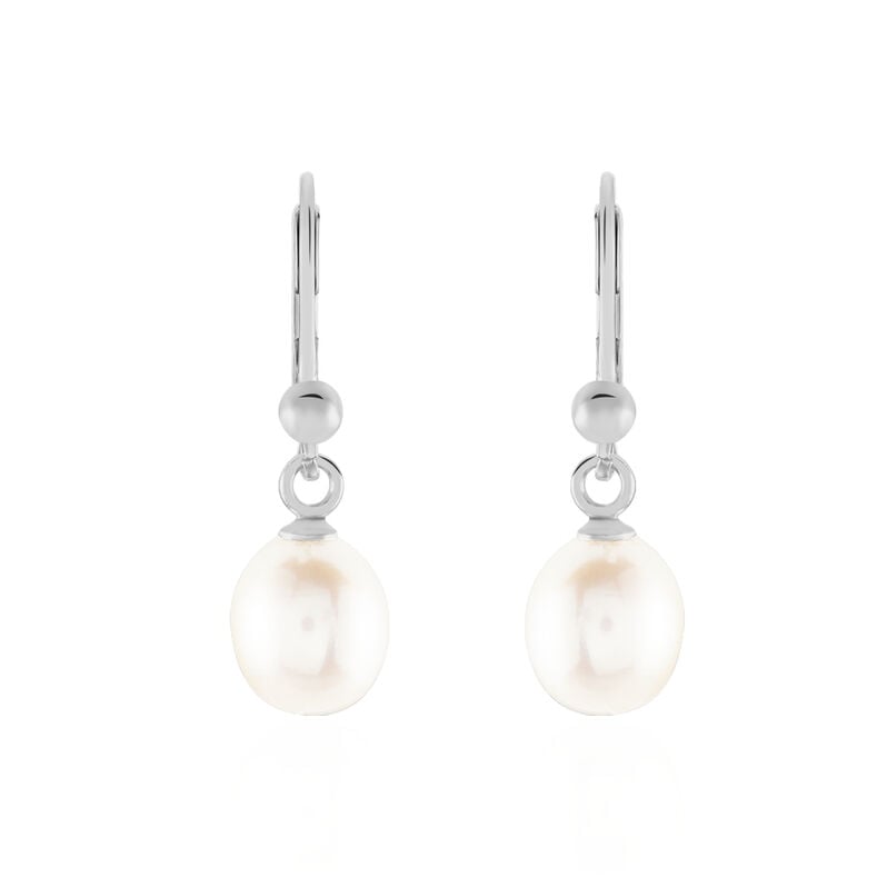 Damen Perlenohrringe Silber 925 Zuchtperlen 7-8mm - Ohrhänger Damen | OROVIVO