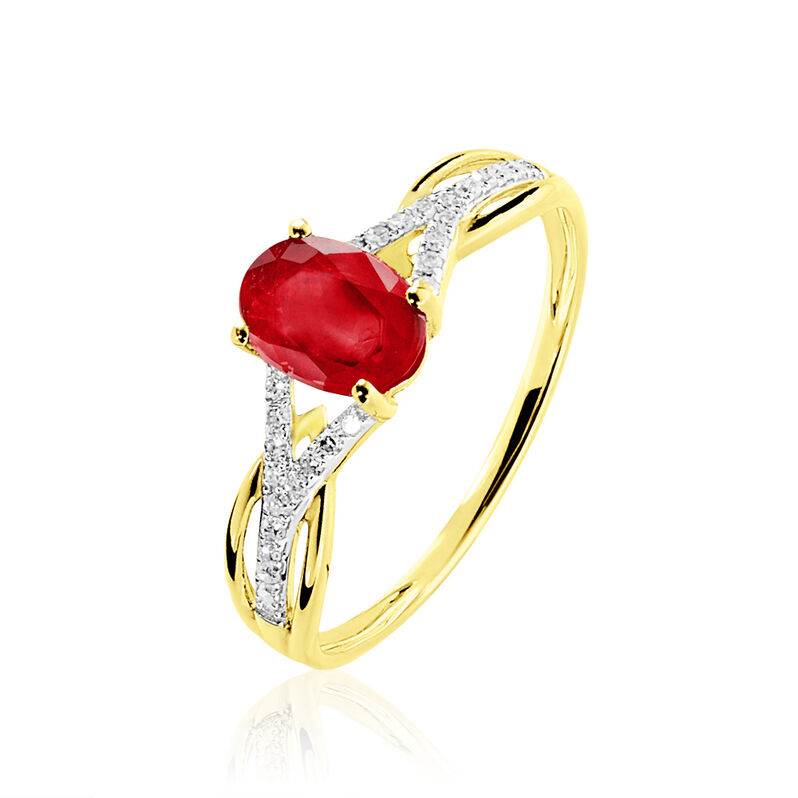 Bague Ewa Or Jaune Diamant Et Rubis - Spannringe Damen | OROVIVO