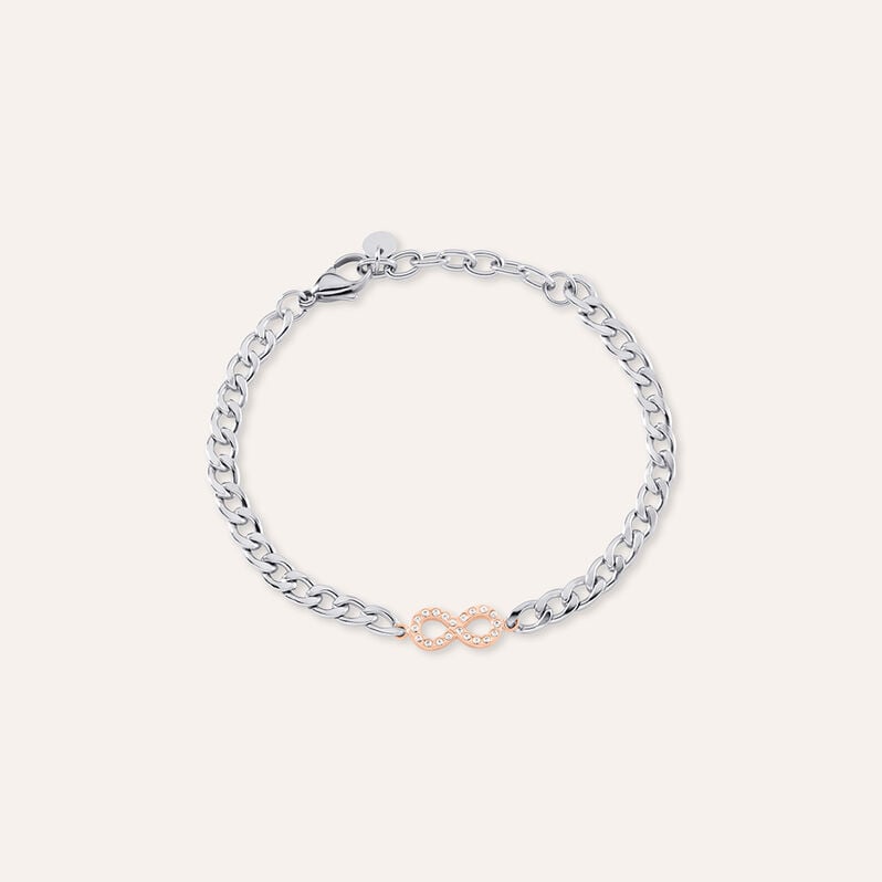 Bracciale Sunrise Acciaio Bicolore Bianco / Rosa Cristallo - Spannringe Damen | OROVIVO