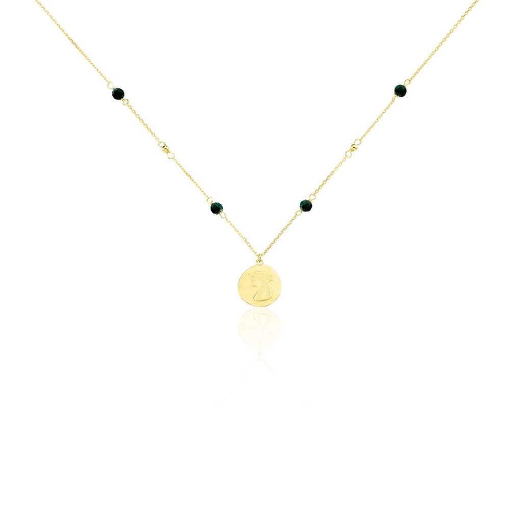 Damen Collier Gold 375 Malachit Grün 1ct Ethny - Halsketten Damen | OROVIVO